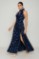 Picture of Printed satin maxi dress with draped neckline