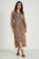 Picture of Satin Printed Wrap Dress with Waist Tie