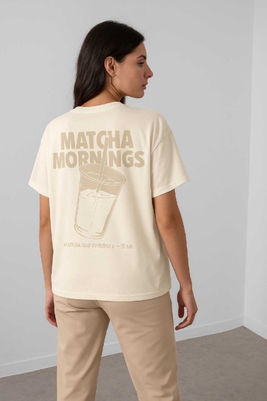 Picture of "MATCHA MORNINGS" cotton T-shirt