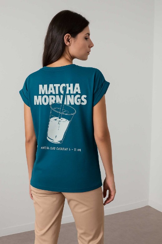 Εικόνα της T-shirt βαμβακερό "MATCHA MORNINGS"