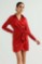 Picture of Premium satin mini wrap dress with tie