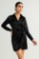 Picture of Premium satin mini wrap dress with tie