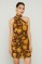 Picture of Printed satin asymmetric mini dress with scarf