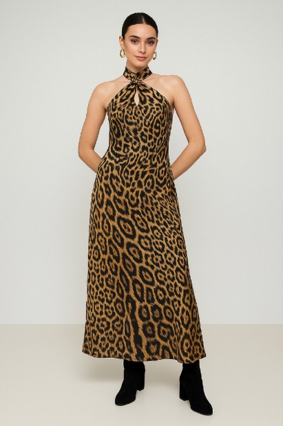 Picture of Printed maxi halter dress