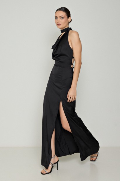 Picture of Premium satin maxi cut out dress
