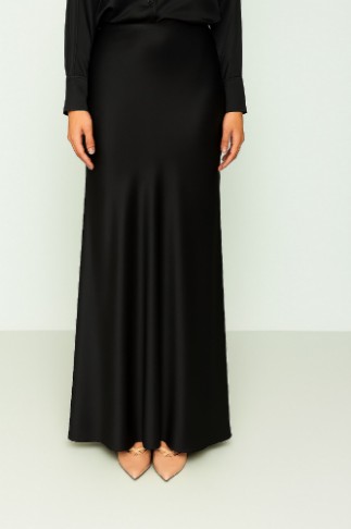 Εικόνα της Φούστα premium satin μάξι με ελαφριά γυαλάδα