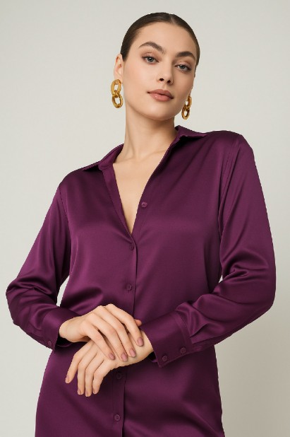 Picture of Satin shirt with elegant neckline