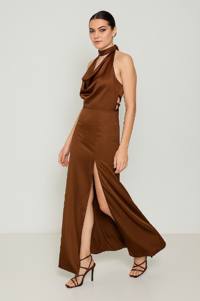 Picture of Premium satin maxi cut out dress