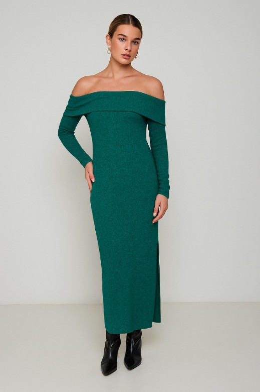 Picture of Essentians Off-Shoulder Knitted Dress