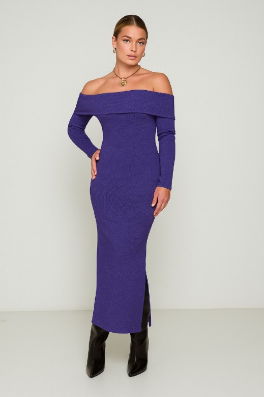 Picture of Essentians Off-Shoulder Knitted Dress