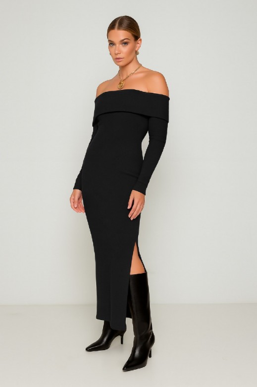 Picture of Essentians Off-Shoulder Knitted Dress