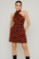 Picture of Printed satin asymmetric mini dress with scarf