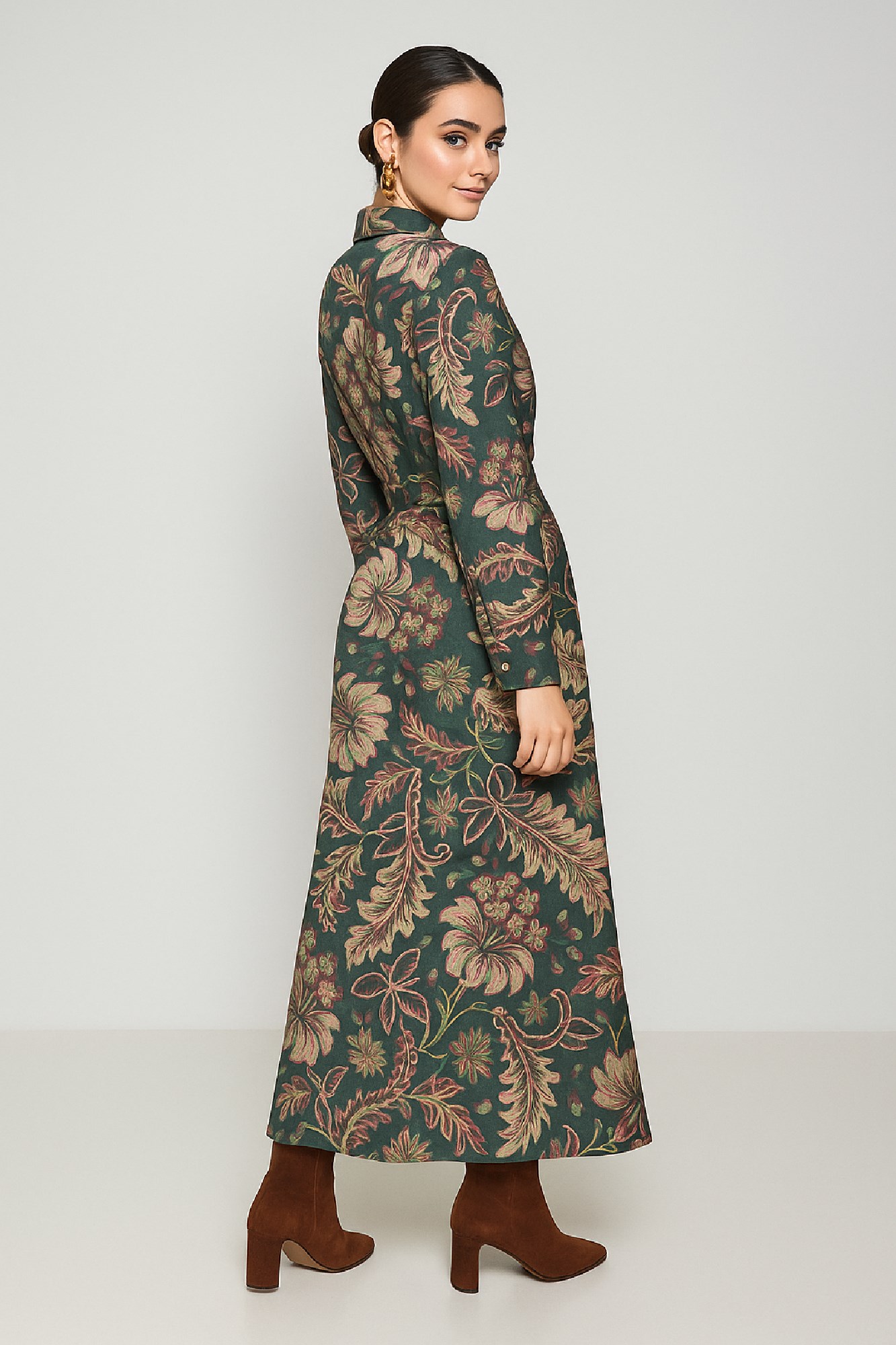 Picture of Printed satin maxi dress with belt