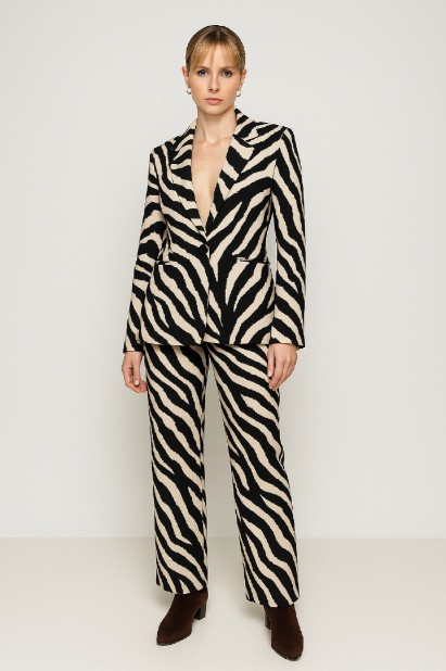 Picture of Zebra print elastic office trousers