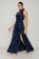 Picture of Printed satin maxi dress with draped neckline