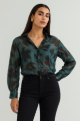 Picture of Silky touch loose shirt with semi-transparency
