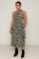 Picture of Printed satin maxi dress with tie at the neck