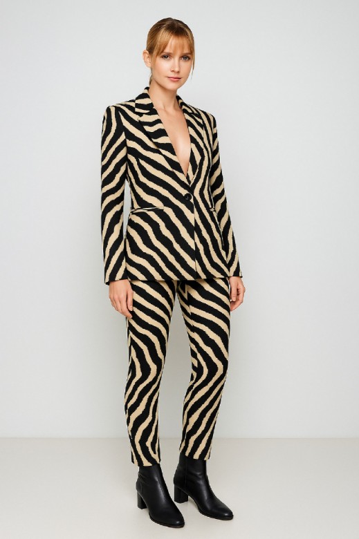 Picture of Zebra print fabric slim trousers