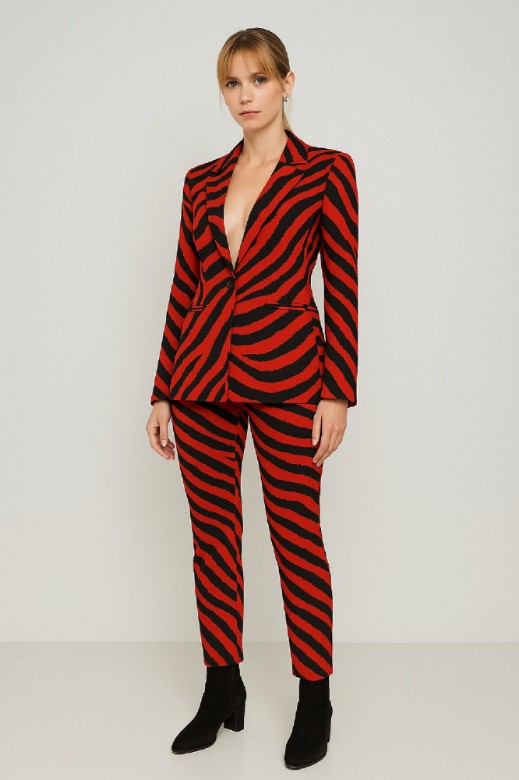 Picture of Zebra print fabric slim trousers