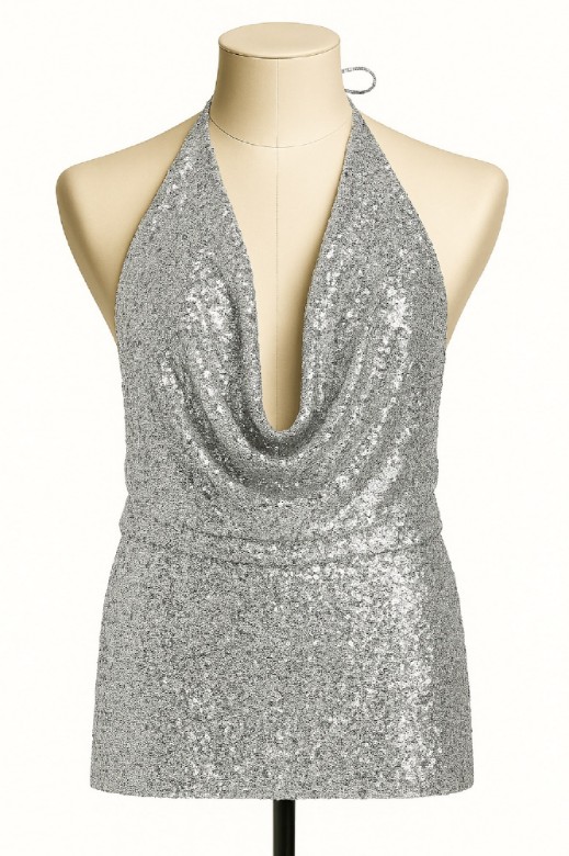 Picture of Sequined halter top with open back