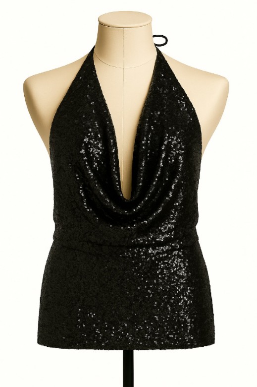 Picture of Sequined halter top with open back