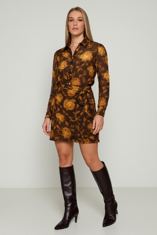 Picture of Asymmetrical mini silky touch skirt with lining