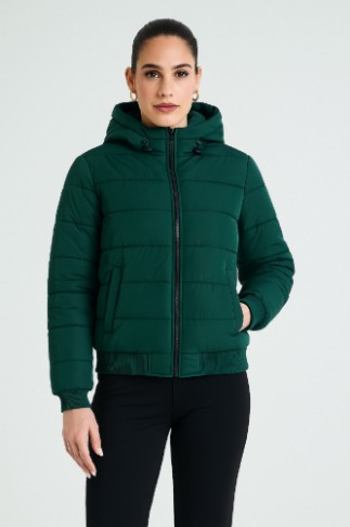 Εικόνα της s'Κοντό Καπιτονέ Μπουφάν με Κουκούλα και Φερμουάρ