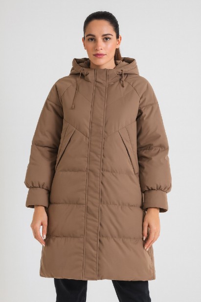 Picture of Long Quilted Puffer Jacket with Hood