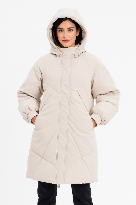Picture of Long Quilted Puffer Jacket with Hood
