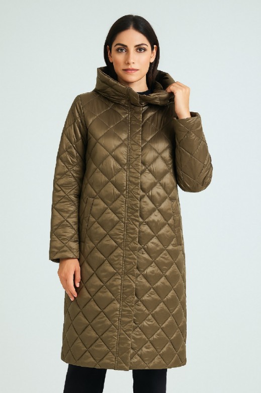 Picture of Long Quilted Coat with Hood