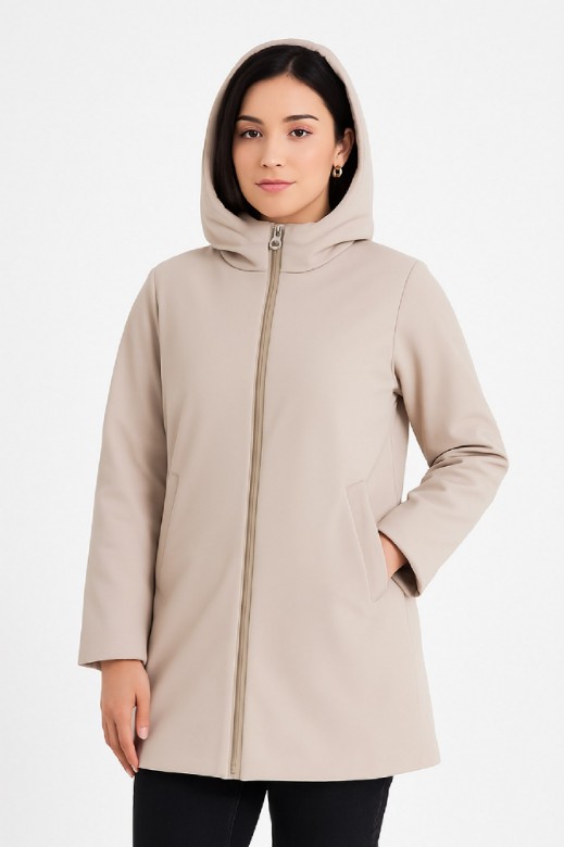 Picture of Long Softshell Jacket with Hood and Zip Closure