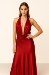 Picture of Premium satin blouse with deep neckline