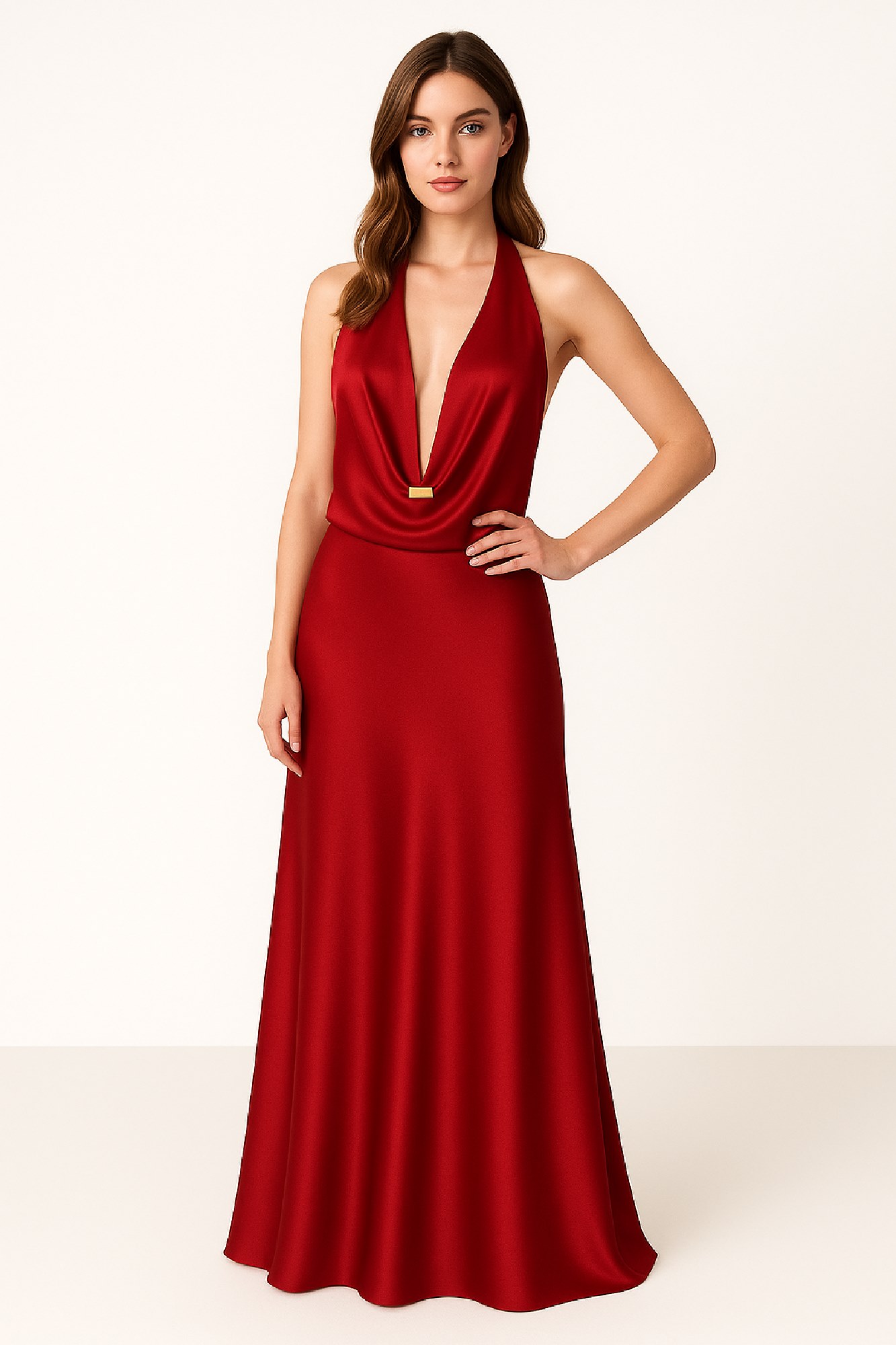 Picture of Premium satin blouse with deep neckline