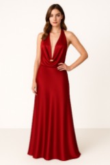 Picture of Premium satin blouse with deep neckline