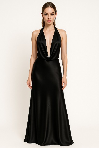 Picture of Premium satin blouse with deep neckline
