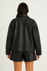 Picture of Oversized Faux Leather Jacket with Pockets