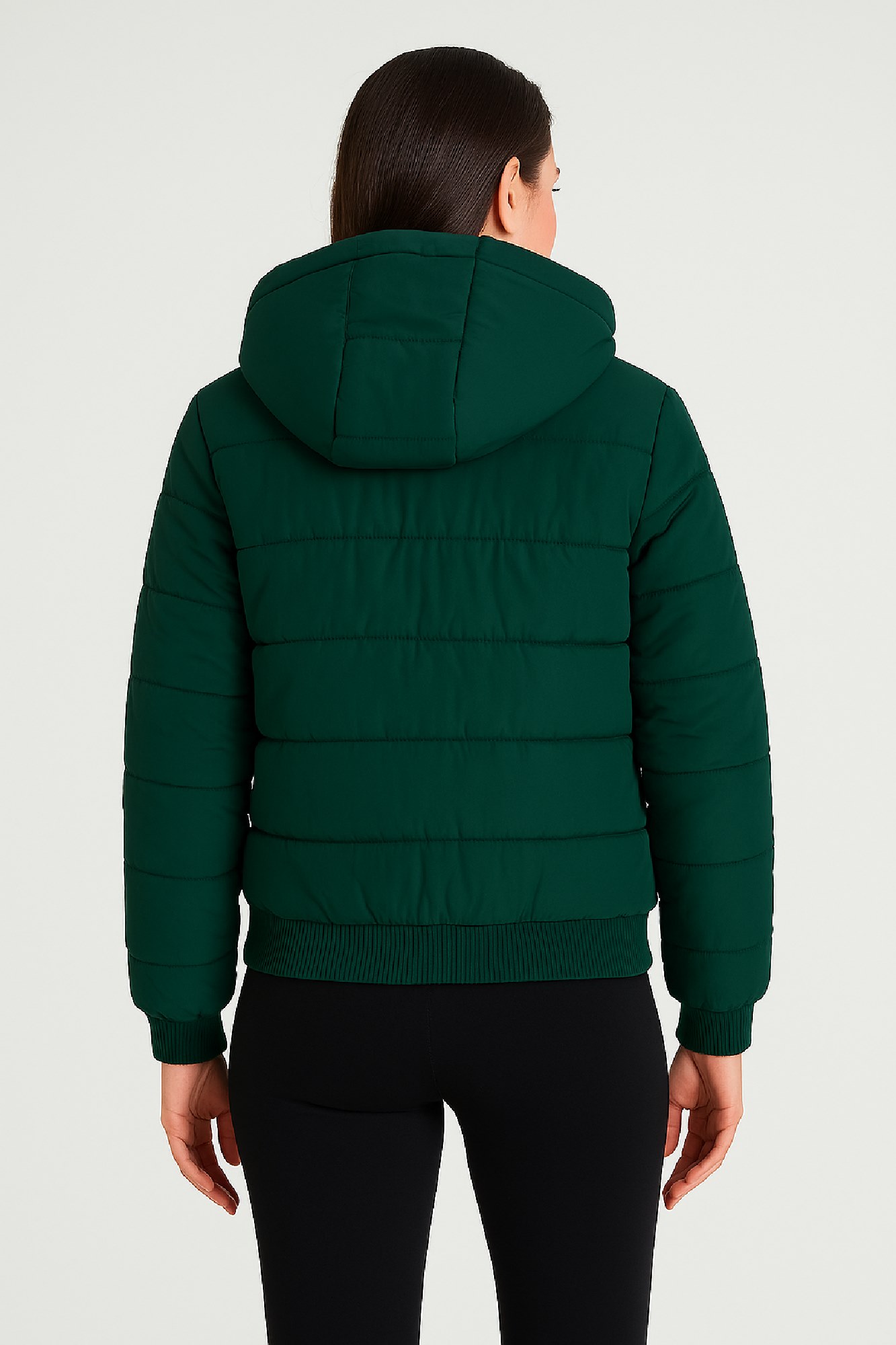Picture of Short Quilted Puffer Jacket with Hood and Zip Closure