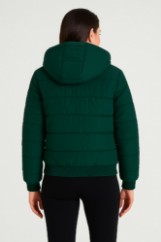 Picture of Short Quilted Puffer Jacket with Hood and Zip Closure