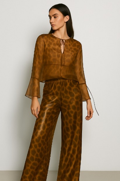 Picture of Silky touch translucent blouse with bell sleeves