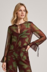 Picture of Silky touch translucent blouse with bell sleeves