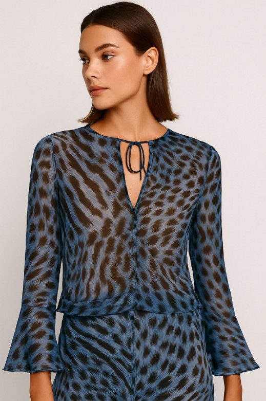 Picture of Silky touch translucent blouse with bell sleeves