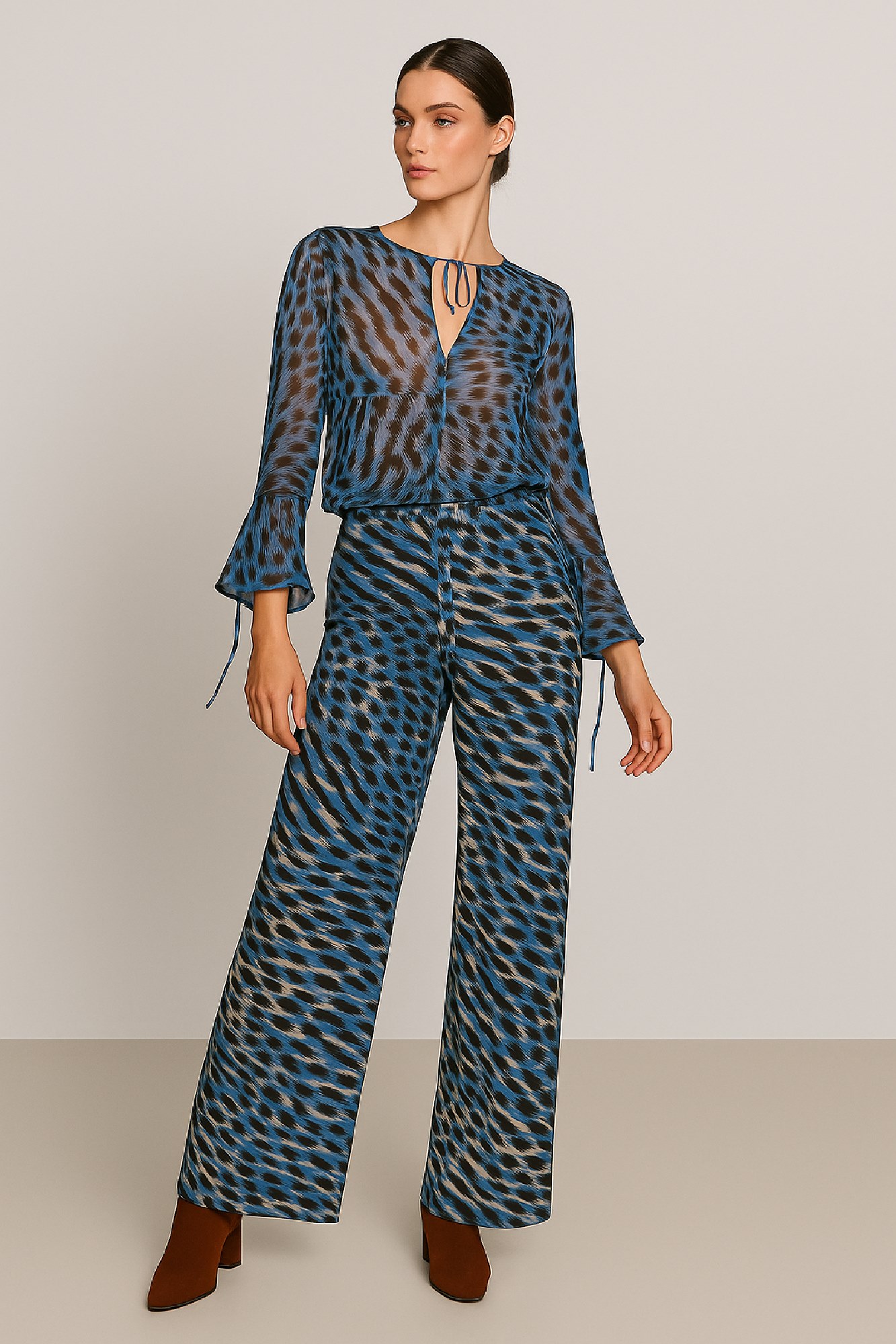 Picture of Silky touch translucent blouse with bell sleeves