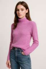 Picture of Fluffy Knit Sweater with High Neck