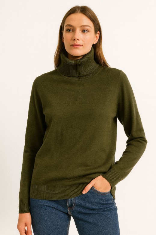 Picture of Knitted Turtleneck Sweater with Ribbed Finish