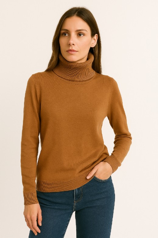 Picture of Knitted Turtleneck Sweater with Ribbed Finish