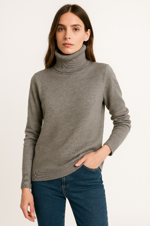 Picture of Knitted Turtleneck Sweater with Ribbed Finish