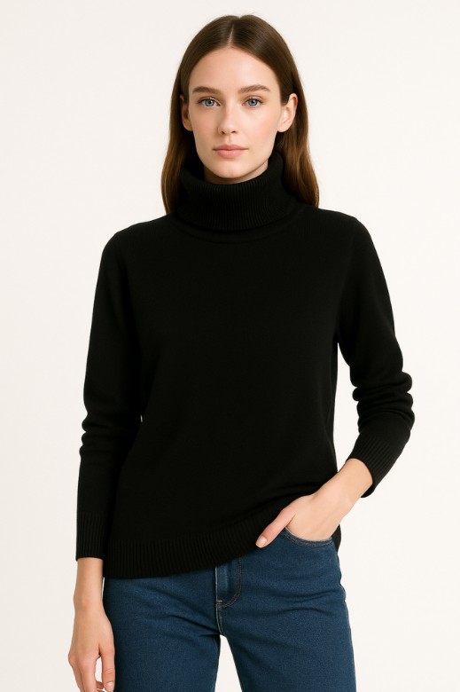 Picture of Knitted Turtleneck Sweater with Ribbed Finish