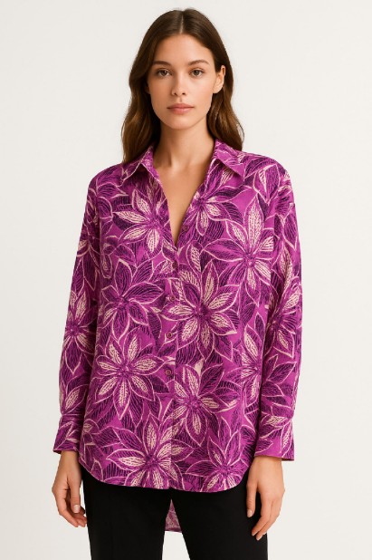 Εικόνα της Πουκαμίσα με Έντονο Φλοράλ Σχέδιο