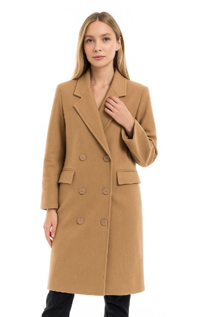 Picture of Double-Breasted Wool Coat with Lapel Collar