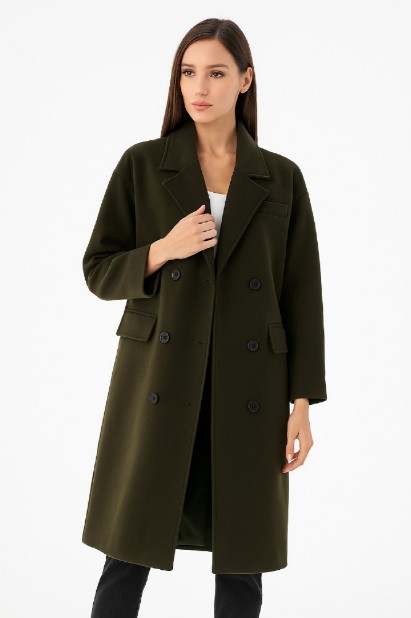 Picture of Double-Breasted Wool Coat with Lapel Collar